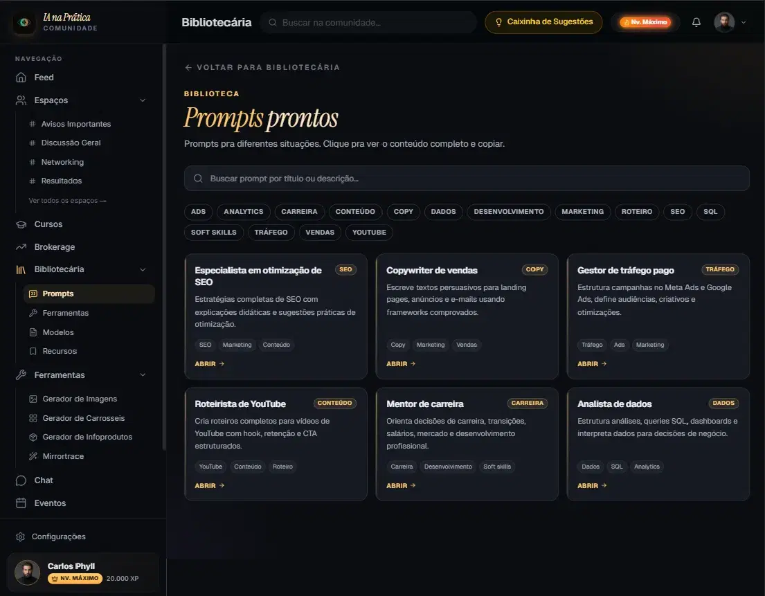 Bibliotecária de prompts