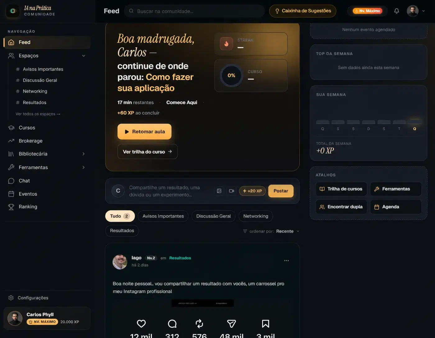 Feed da comunidade
